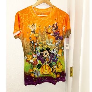 NWT DISNEY Mickey Mouse & Gang Halloween Embellished Spider Web T-Shirt SZ: L